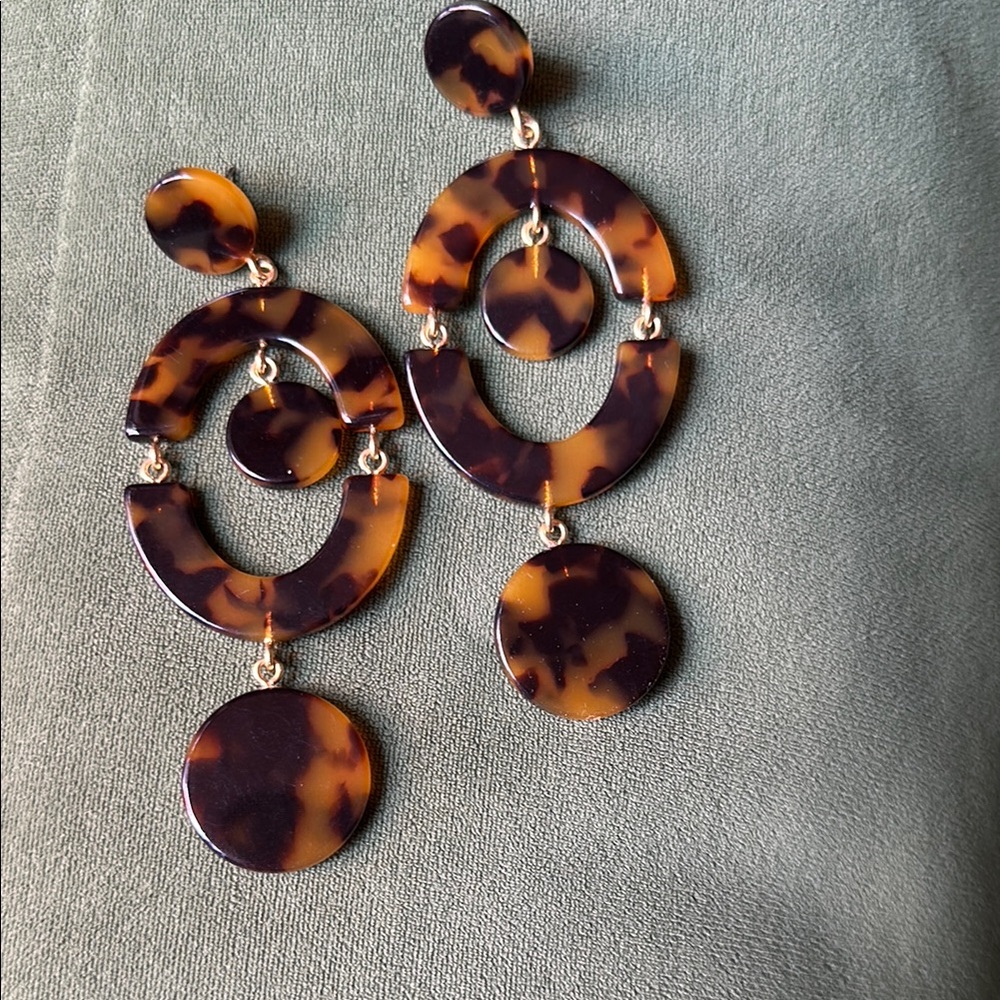J. Crew Brown Tortoise Drop Earrings